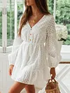 Floral-Print Puff Sleeves Long Sleeve Bandage Bohemia Mini Dress