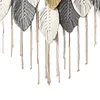 (Finished Product)Bohemian Handmade Leaf Wall Art No Drilling Handmade Craft Macrame Wall Decor Handmade Woven Leaf Tapestry for Apartment Living Room Bedroom Nursery Backdrop