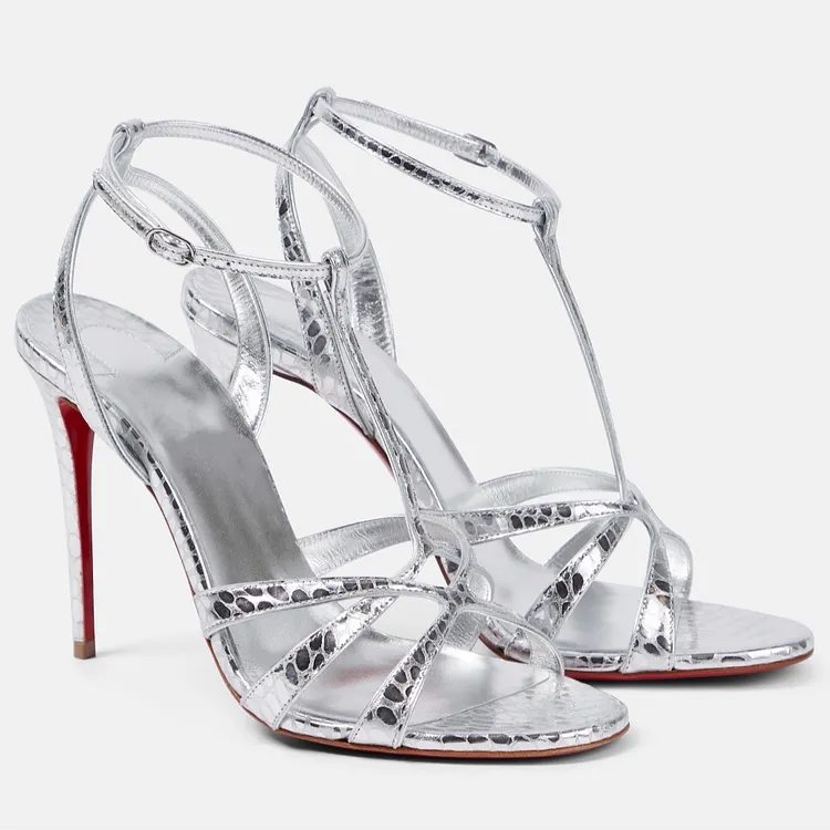 80mm/100mm Round Toe Cross Strap Open Toe Stiletto High Heel Sandals Red Bottom Sandals VOCOSI VOCOSI