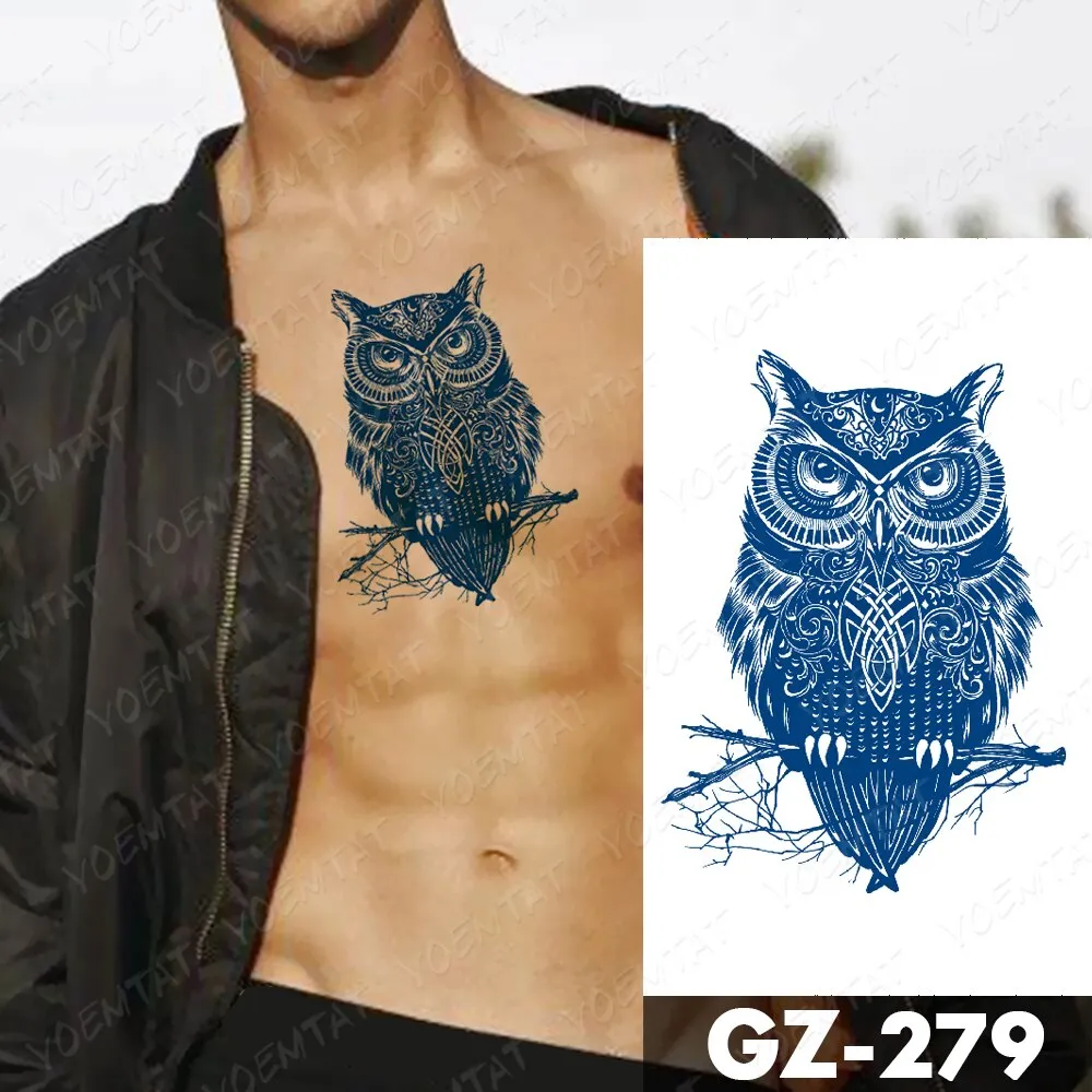 Sdrawing Lasting Ink Tattoos Body Art Waterproof Temporary Tattoo Sticker Line Dragon Tiger Totem Tatoo Arm Fake Fox Whale Tatto