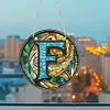 (Upgrade Size)DIY Double Sided Diamond Painting Alphabet Family Last Name Initial Sign Ornament with Chain Window Hanging Kit