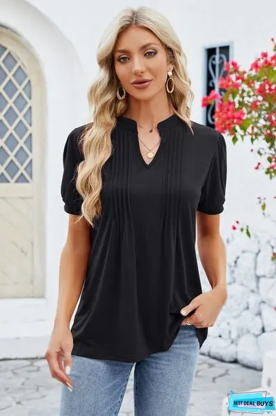 Notched Short Sleeve T-Shirt