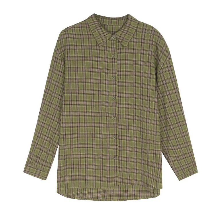 Beth Dutton Outfits Vintage Long Sleeve Plaid Shirt Autumn and Winter Loose Outerwear Shirt Coat