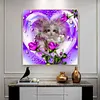DIY Rose Cat Full Drill Round Diamond Painting Mosaic Picture for Bead Art