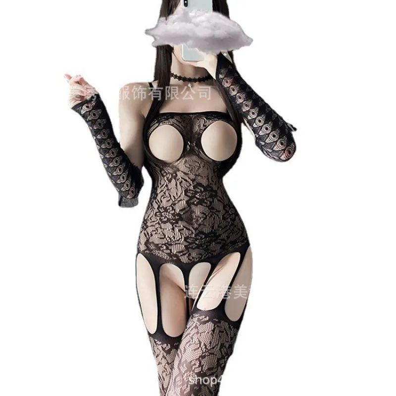 Churchf Sex Lingerie Open Lactation Passion Set Transparent Sexy Seduction Uniformed Mesh Garter Stockings