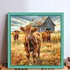 Highland Cattle-Full Embroidery 2 Strands 14CT Stamped Cross Stitch-40*40CM