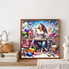 Fille Faite &Agrave; La Main-Compl&egrave;te Rond Diamant Peinture-40X40CM