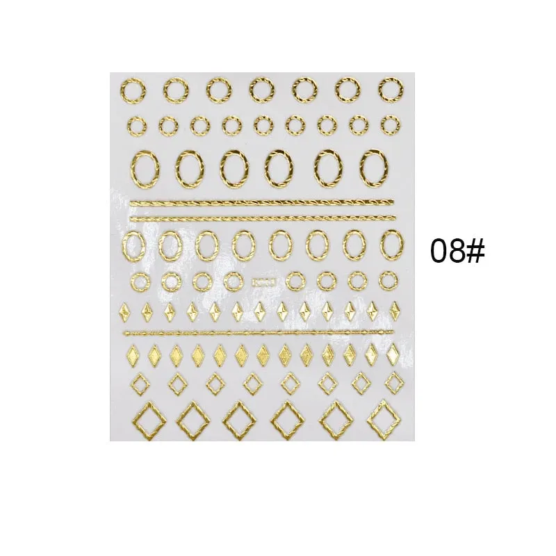 1 Sheet Christmas 5D Nail Stickers Gold And Sliver Snowflakes Transfer Nail Decals Slider Decoration For Manicuries