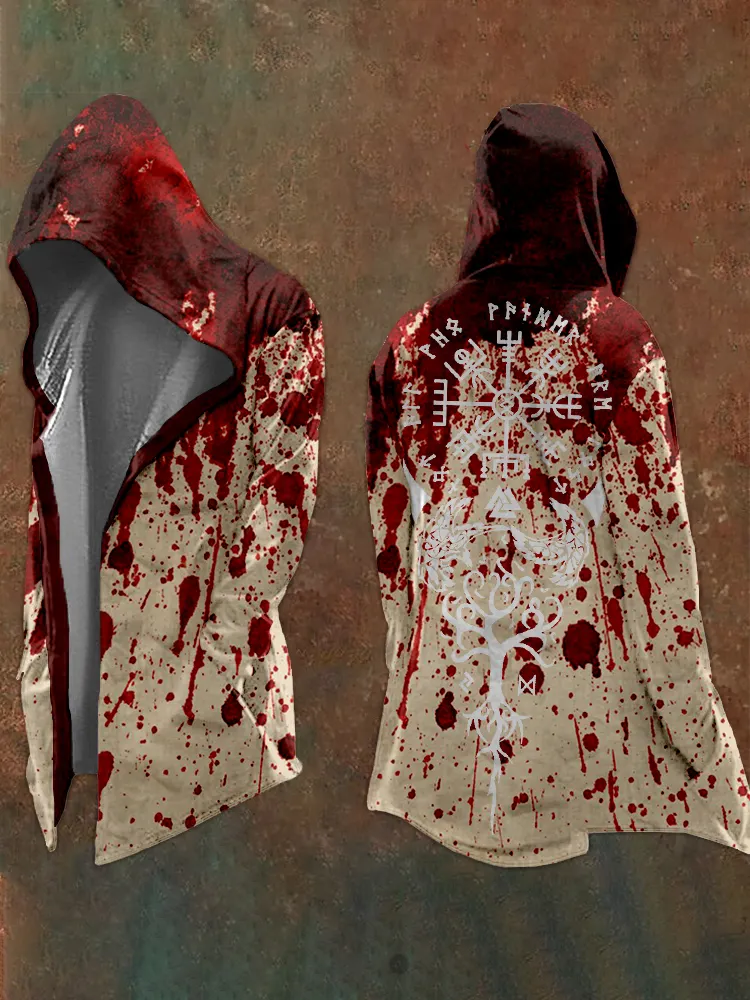 Viking Vegvisir Bloody Contrast Hooded Coat