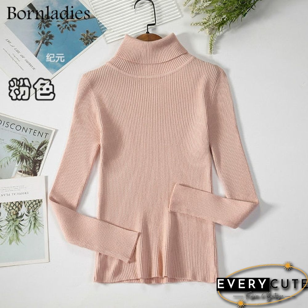Bornladies Basic Turtleneck Women Sweaters Autumn Winter Tops Slim Women Pullover Knitted Sweater Jumper Soft Warm Pull