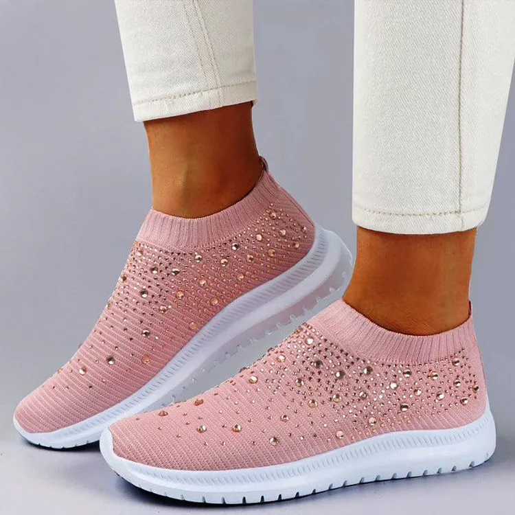 Women's Crystal Breathable Orthopedic Slip-On Walking Shoes