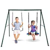 [US Local Warehouse] Swing Set Frame Rust Proof Outdoor Swing Stand Backyard Metal Hammock Stand Set Double Swinging Frame Set for Kindergarten Shopping Mall Park