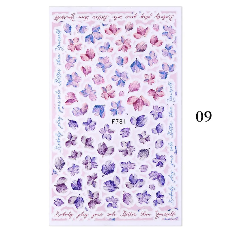 3D Christmas Nail Art Decoration Stickers Sparkly Gold White Colorful  Glitter Geometry Snowflake Winter Slider Nail Foils-Nail Inspo