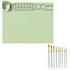 Multi-Functional easy-to-clean art Silicone painting pad  [Green + Scrub cup + 10 Green brushes]