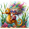 Diamond Painting-DIY Full Round Drill Old Lady Riding A Seahorse