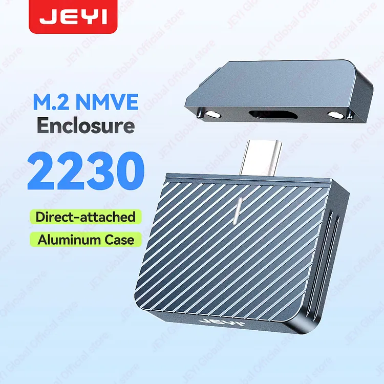 JEYI 2230 M.2 NVMe Direct-attach SSD Enclosure, USB 3.2 10Gbps In
