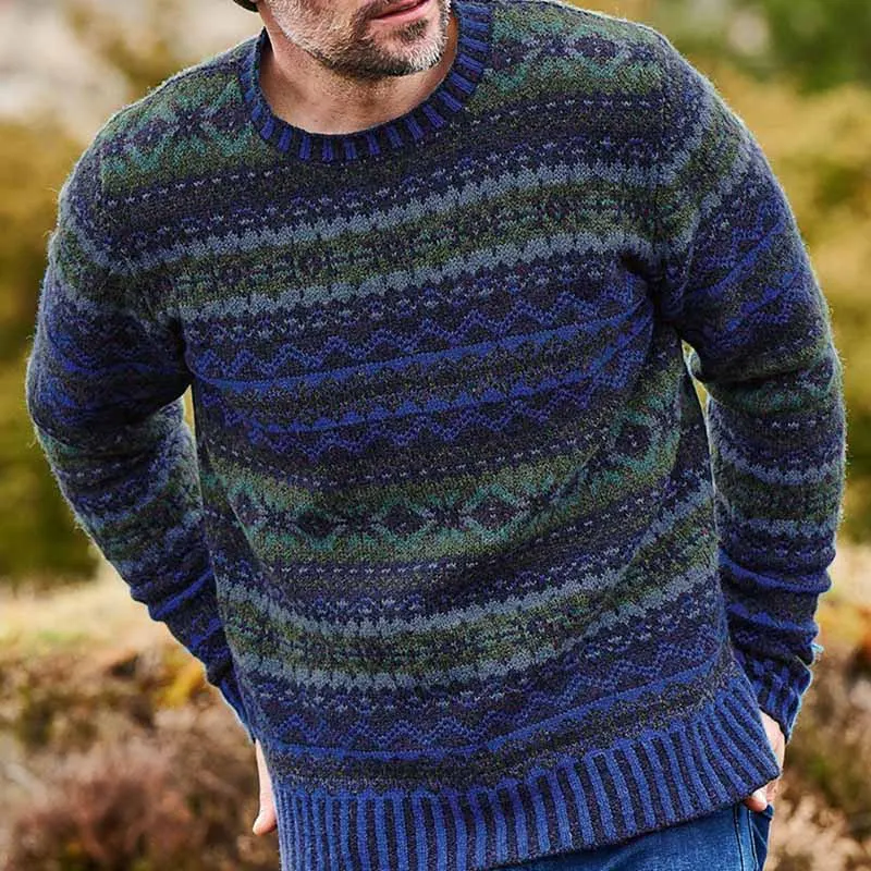 Vintage Brodie Knit Jacquard Crew Neck Sweater（Unisex）