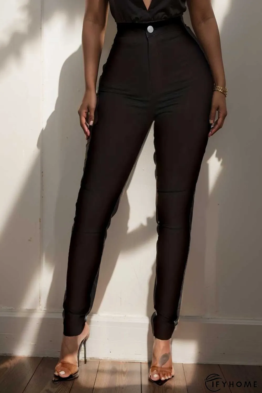 casual solid slim fit skinny pockets pants | IFYHOME