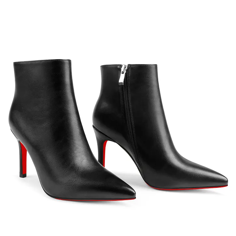 90mm Women's Ankle Boots Closed Pointed Toe Red Bottom Stilettos Booties VOCOSI VOCOSI