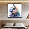 >SALE<Full Embroidery Eco-cotton Thread 11CT Printed Book Stack Cross Stitch 60x60cm