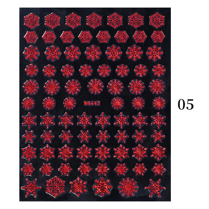 3D Christmas Nail Art Decoration Stickers Sparkly Gold White Colorful  Glitter Geometry Snowflake Winter Slider Nail Foils-Nail Inspo