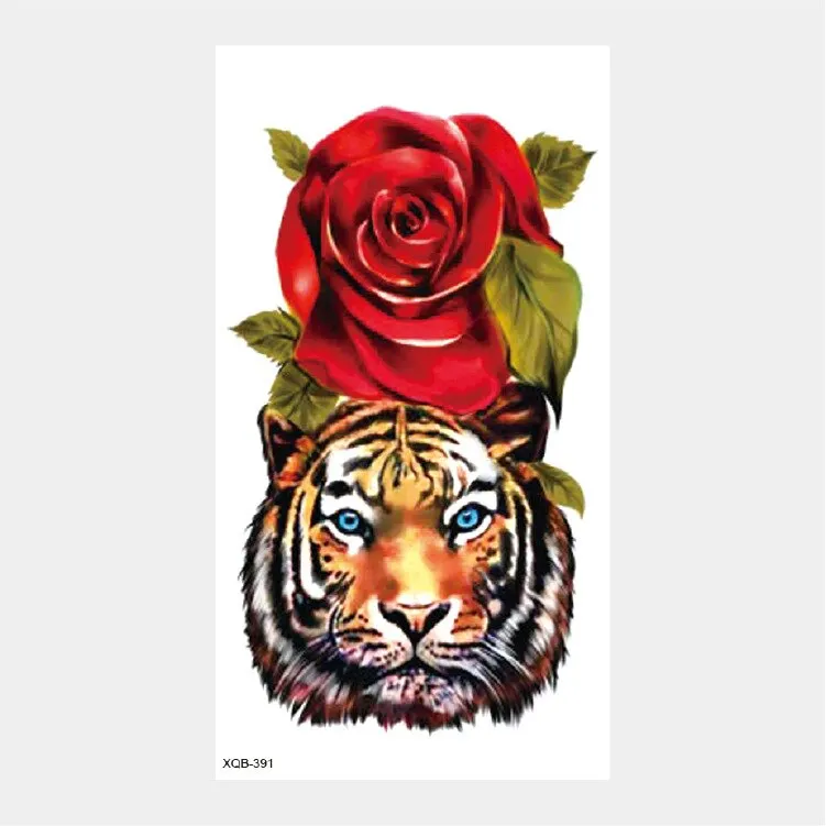 Sdrawing Temporary Tattoo Stickers Animal Tiger Lion Wolf Head Domineering Half Arm Big Picture Water Transfer Tatto Sticker