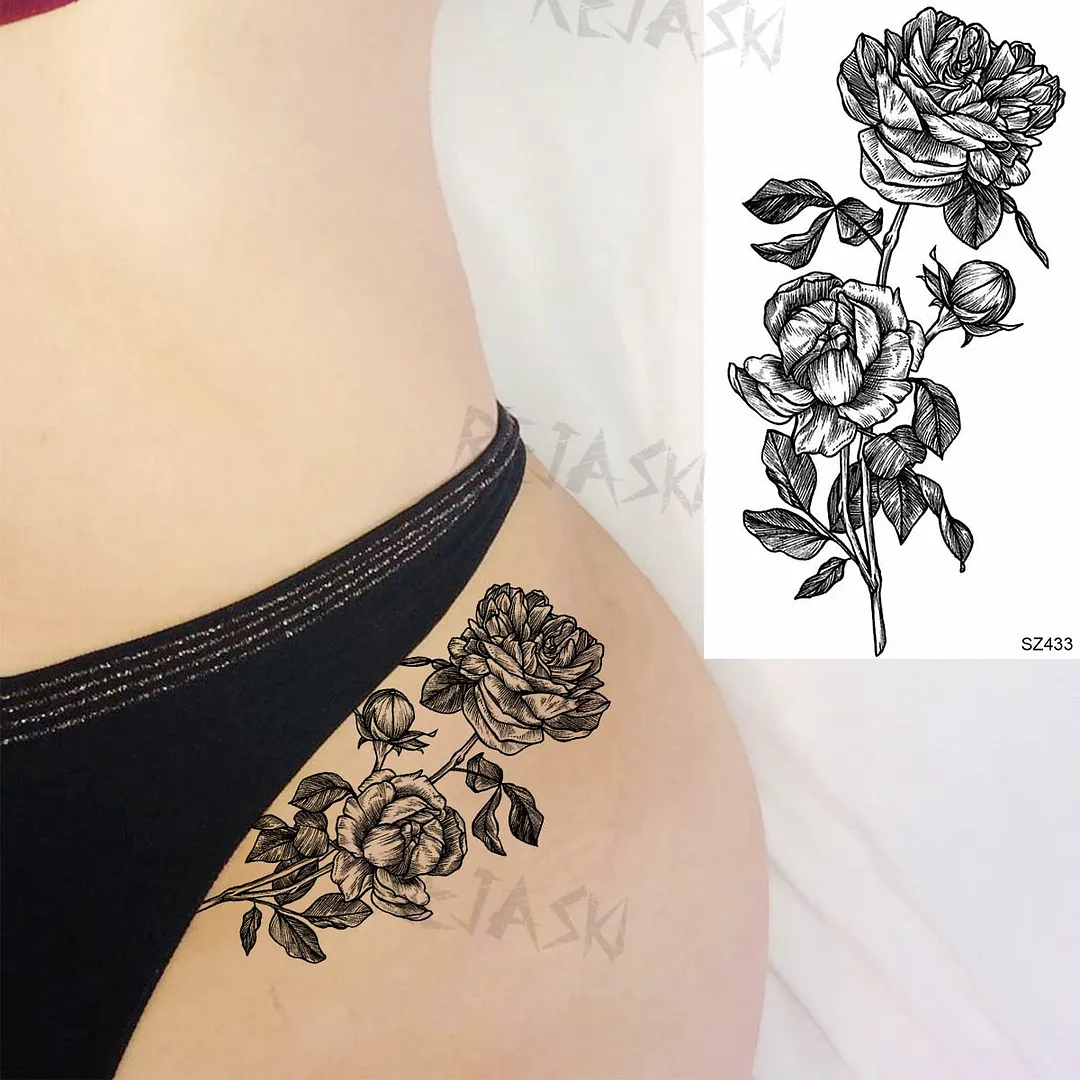 Small Henna Lotus Sexy Back Temporary Tattoos For Women Adult Feather Dandelion Fake Tattoo Body Art Waterproof Tatoos Sticker