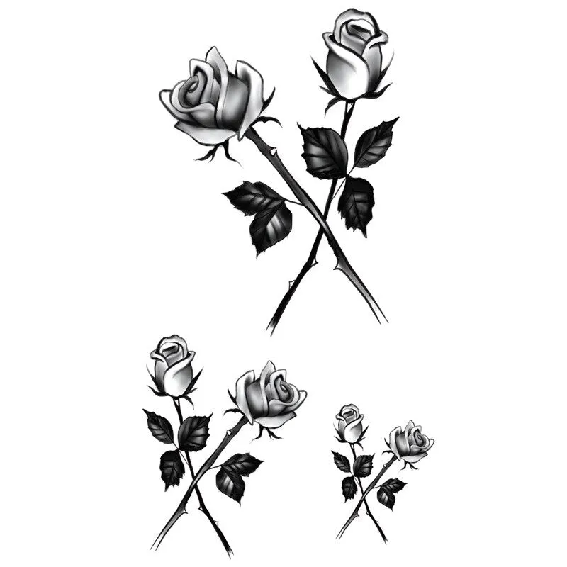 Waterproof Black Temporary Tattoo Stickers Men Women Rose Feather ankle Body Art Water Transfer Tattoos Arm Waist Finger Tatoo
