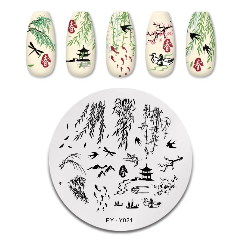 PICT YOU Nail Stamping Plates Flower Plant Pattern Nail Art Plate Stencil Stainless Steel Line Pictures Theme Image Plates Mold-Nail Inspo