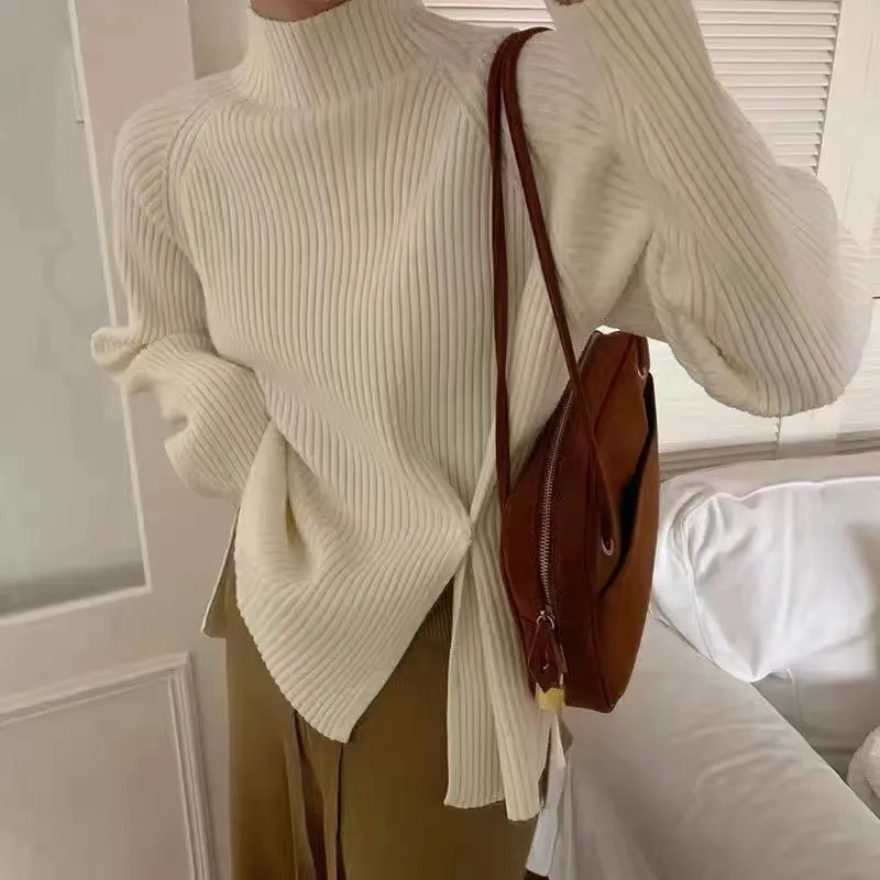 Brownm Brownm Women's Autumn And Winter Half-High Collar Long-Sleeved Sweater 2025 High-Collar Thick Wool Knitted Bottom Coat Inside