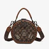 Mini sac bandouli&egrave;re rond zipp&eacute; &agrave; motif ours vintage