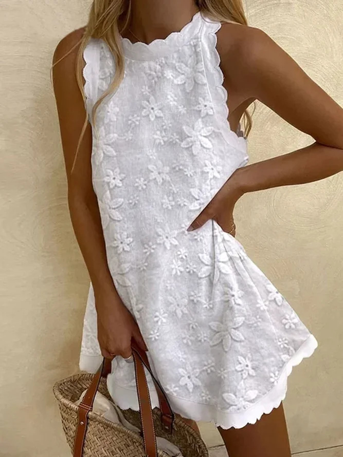 New Casual Loose Ruffled Flower Vest Dress
