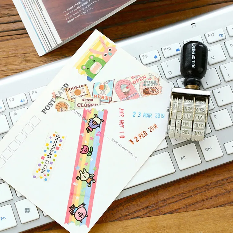 Vintage Retro Date Postmark Seal DIY Roller Knob Bullet Journal Diary ...