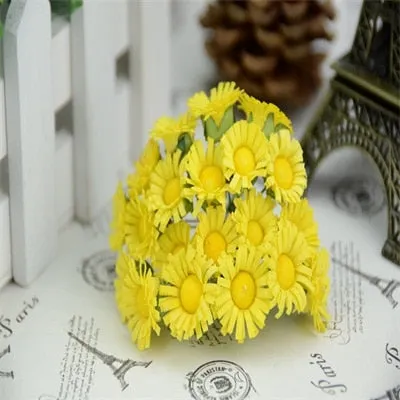 10pcs/lot Mini Silk Daisy Artificial Flowers Bouquet Multicolor Scrapbooking Flower flowers DIY Ball Stamen Wedding Decoration