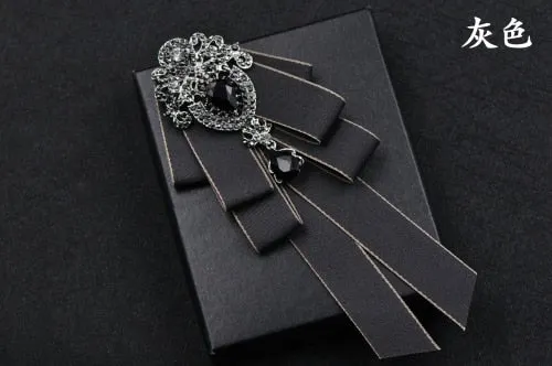 High-quality Fashion Handmade Red Diamond Bow Tie Wedding Collar Bowtie Brooch Pocket Towel Square Set Gifts for Men Accessories