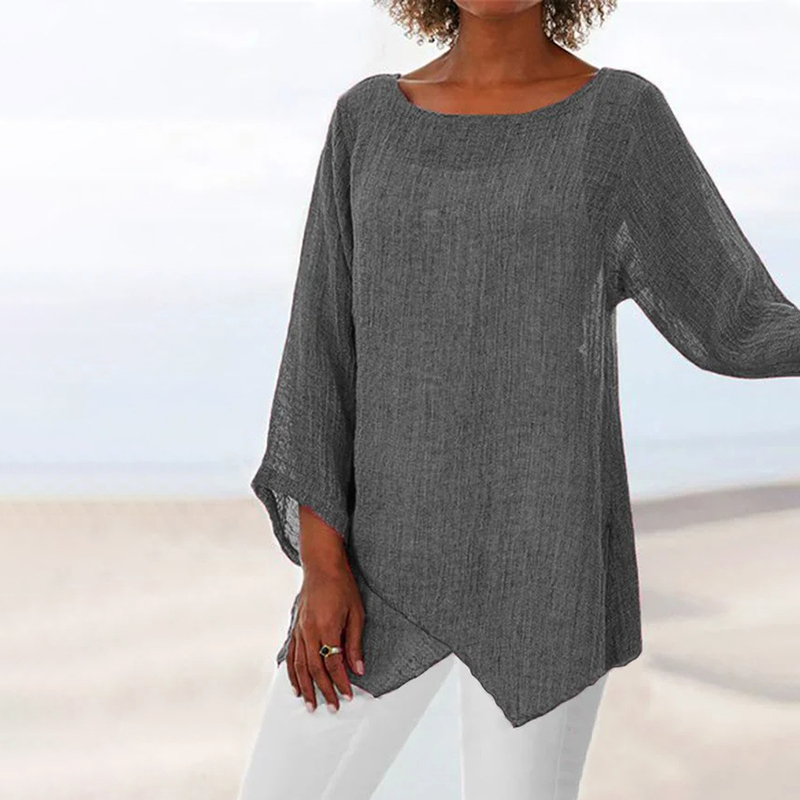 Comstylish Casual Loose Asymmetrical Linen T-Shirt