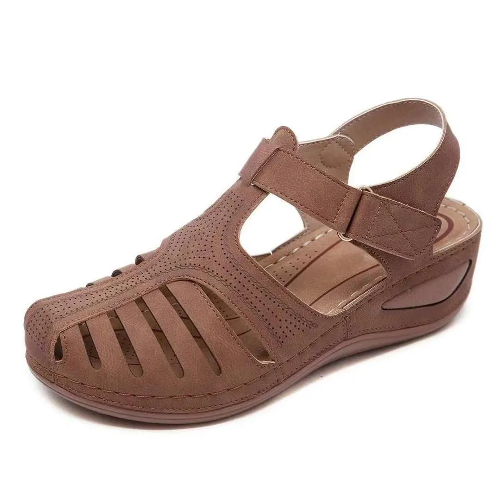 2020 Women Sandals Summer Ladies Comfortable Round Toe Ankle Hollow Sandals Female Soft Sole Shoes Drop shipping Plus Size 35-43