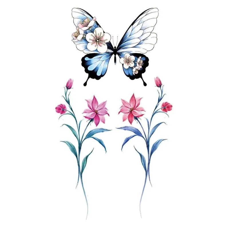 Waterproof Black Temporary Tattoo Stickers Men Women Rose Feather ankle Body Art Water Transfer Tattoos Arm Waist Finger Tatoo
