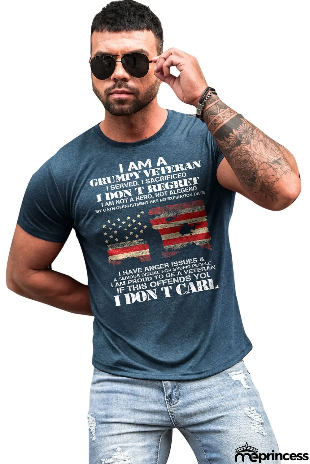 USA Flag Print Men's Tee