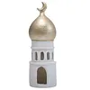 Ramadan Resin Statue Ornament Hollowed Handcrafted Resin Mosque Models Islamic Castle Tabletop Statue for Eid Home Office Decor