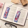 (US Local)8Pcs DIY Peacock Diamond Painting Art Bookmarks with Crystal Pendants for Gift