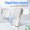 Folding 3 in 1 Wireless Charger 15W Fast Charging Magnetic Wireless Charging Station With LED Clock And Power Display Function