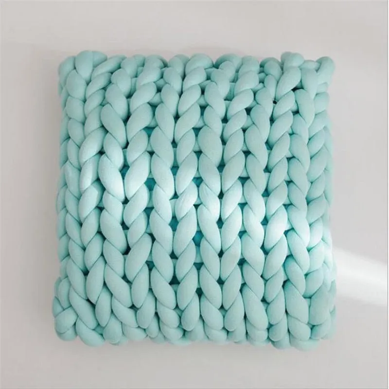 Square Chunky Wool Pillow Handmade Knitting Cushions INS Nordic Braided Cushion For Kids Room Decoration Sofa Bed Throw Pillows