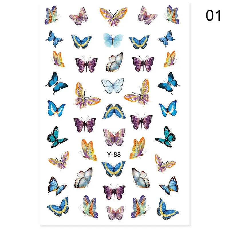 2021 Hot 3D Nail Art Stickers Butterfly Pattern Transfer Sticker Decals Self Adhensive Slider Decoration Nail DIY Design