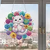 Succulent Bush White Cat Double Sided - 5D DIY Pendant