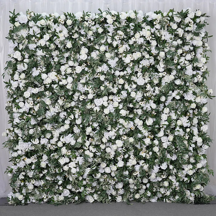 A7800 Green Olive Leaf 5D Roll Up Cloth Flower Wall Wedding Backdrop Fabric Plants Wall