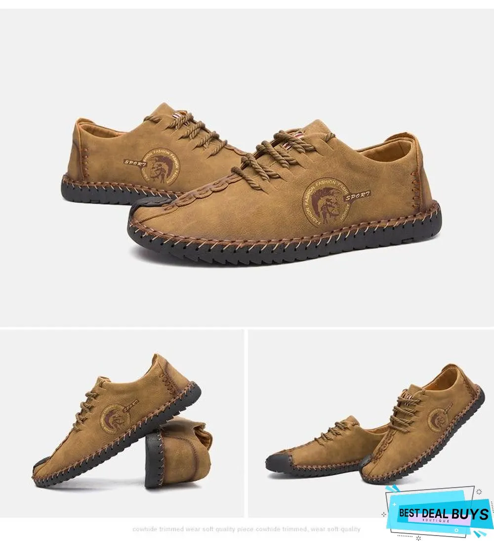 Men's Comfortable Casual Loafers Shoes Split Leather Flats Moccasins Shoes