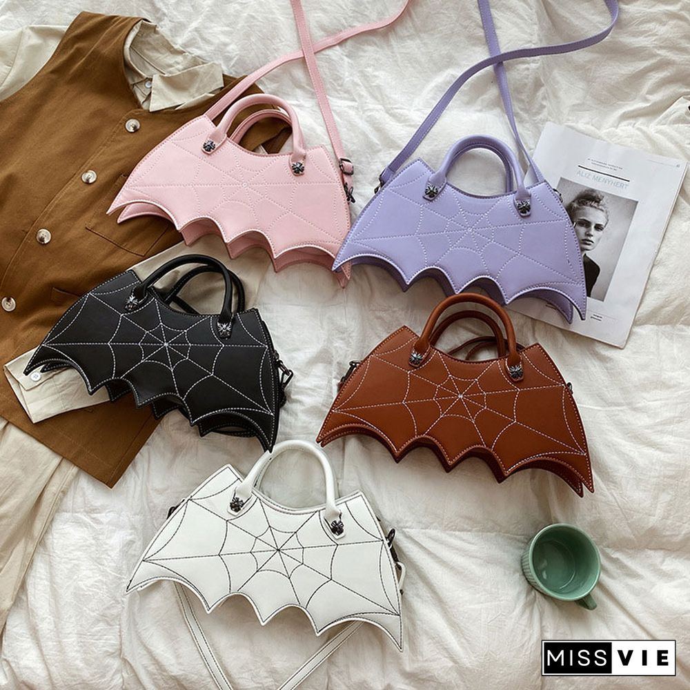 Spider Web Print Bat Irregular Crossbody Bag