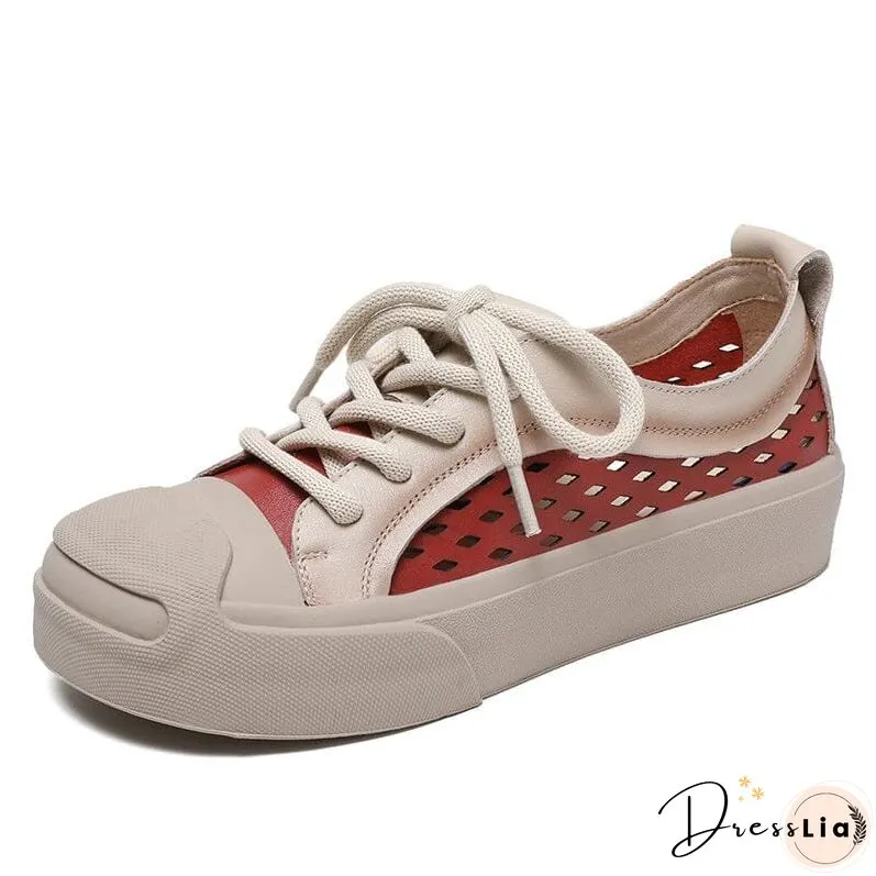 Summer Retro Hollow Leather Casual Shoes