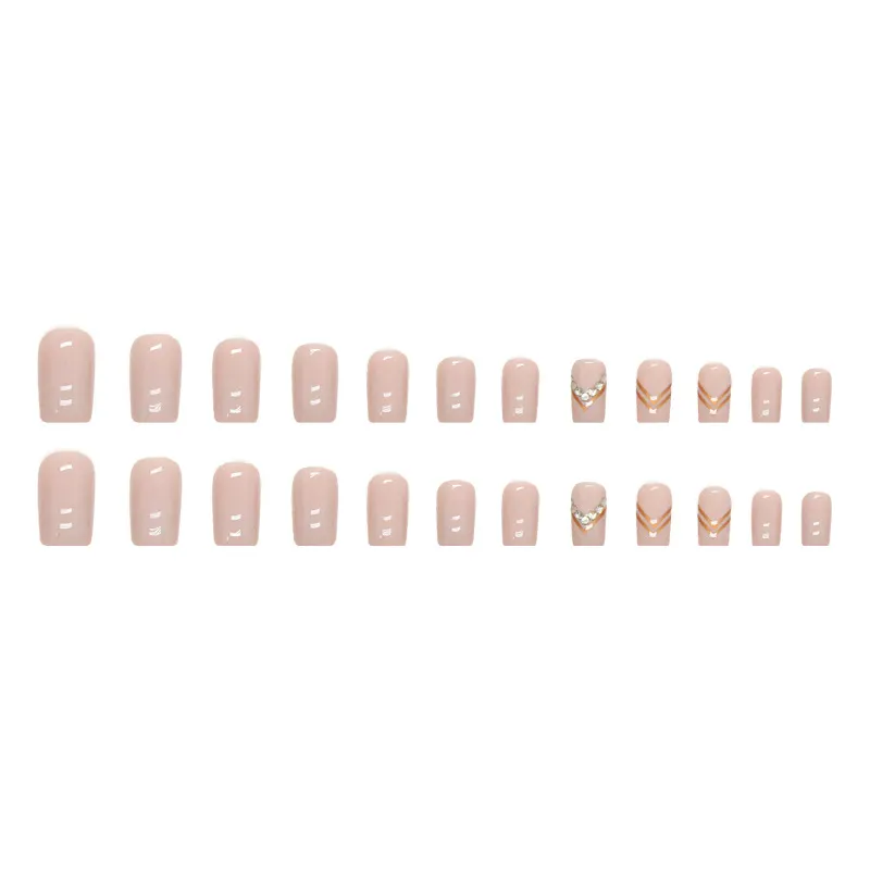 Churchf Churchf Color Contracted European Square Wear A Gold Triangle Diamond Nail Fake Nail Finished Piece